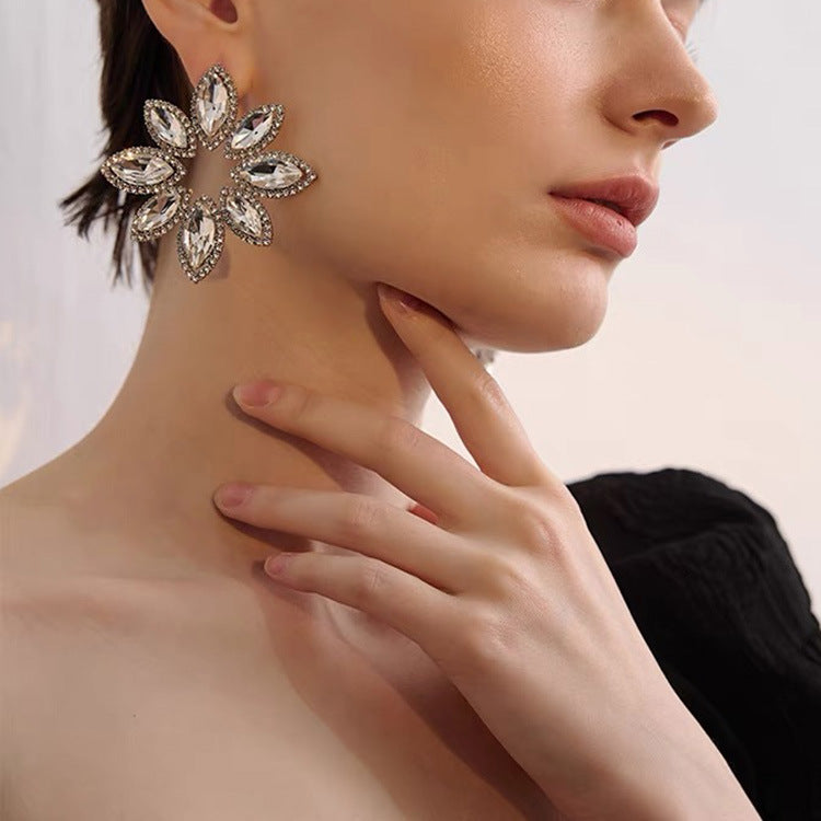 Shiny Diamond Flowers Luxury Fashion Banquet Party Clavicle Necklaces