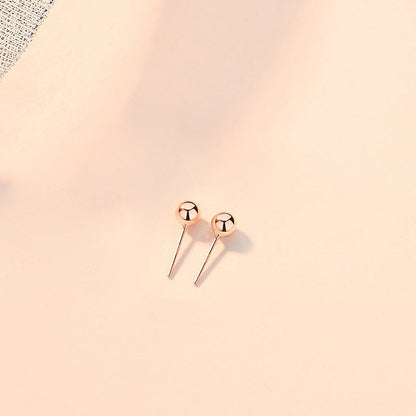 Glossy Bean-shaped Simple Ball Round Beads Rose Gold Live Earrings