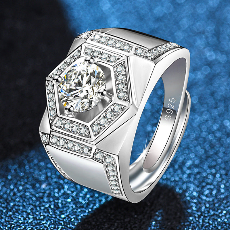 Men's Imitation Moissanite Carat Diamond Platinum Plated Rings