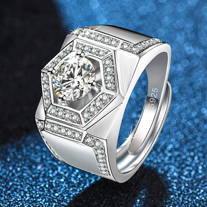 Men's Imitation Moissanite Carat Diamond Platinum Plated Rings