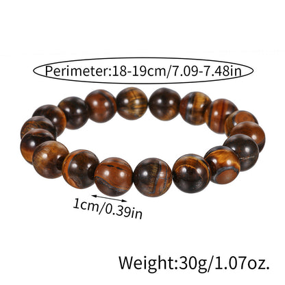 Men's Charm Beaded And Solid Color Tigereye Bracelets
