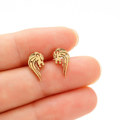 Stainless Steel Cartoon Small Animal Dinosaur Unicorn Earrings