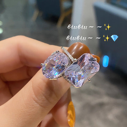 Women's Cold Wind Geometric Fine Light Inlaid Rings