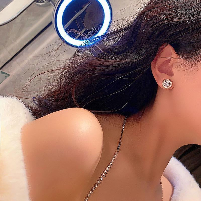 Women's Round 2 Karat Imitation Imported Color Moissanite Full Diamond Earrings