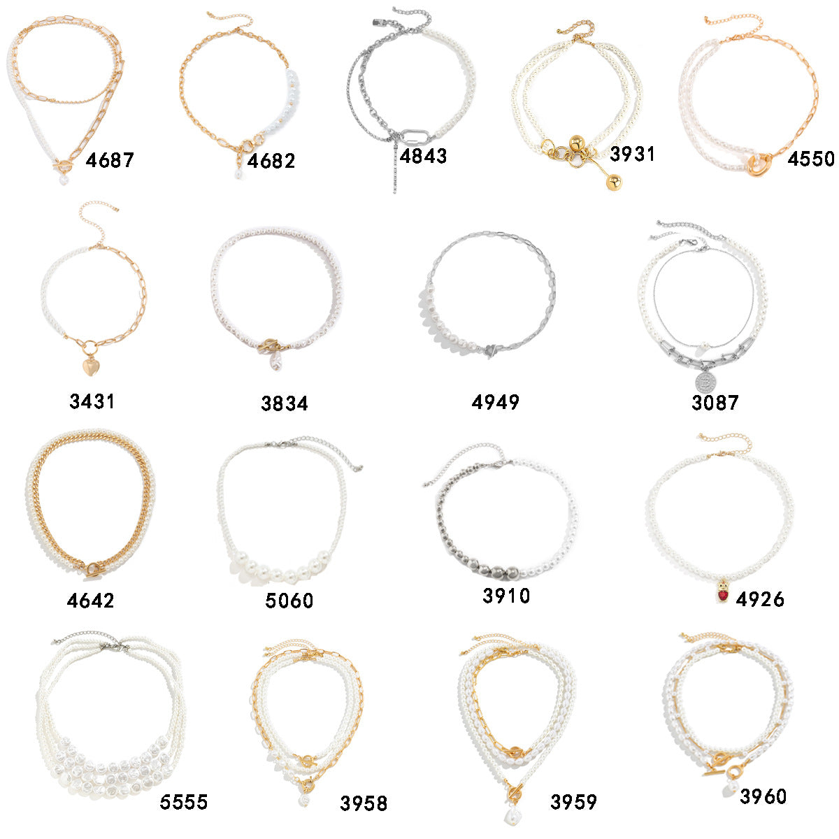 Imitation Pearl Stitching Simple Female Creative And Necklaces