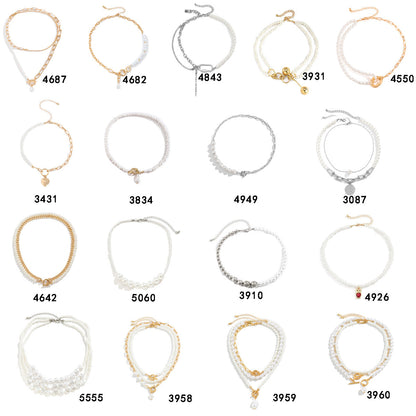 Imitation Pearl Stitching Simple Female Creative And Necklaces