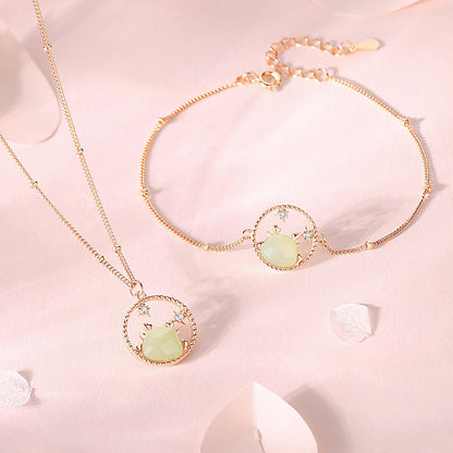 Fashion Sterling Sier Star Cute Dragon Female High-grade Jade Bracelets