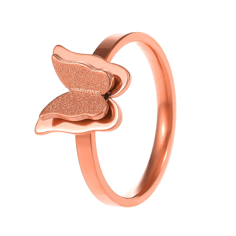 Women's Plated Frosted Butterfly Pendant Fashion Snake Necklaces