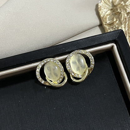 Needle French Opal Simple And Stylish Earrings