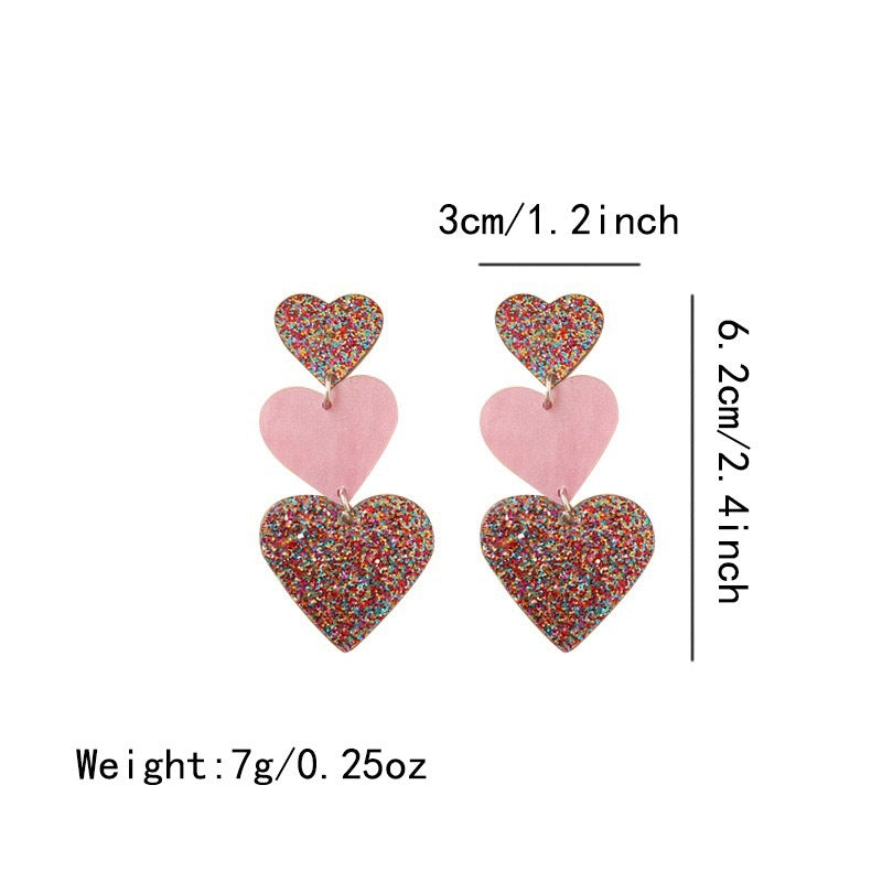 Women's Valentine's Day Acrylic Love Heart Niche Earrings