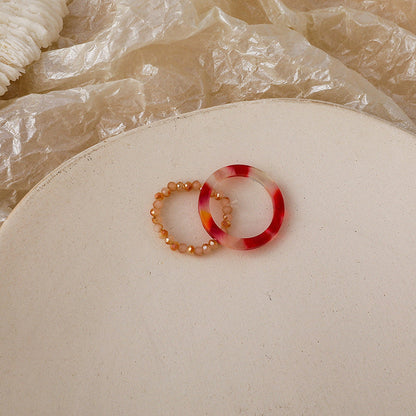 Women's Resin Leopard Print Fashionable Crystal String Rings