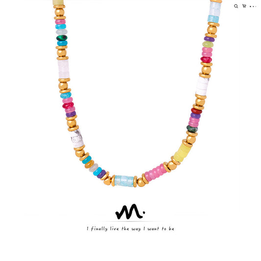 Personalized Niche Design Mixed Color Natural Stone Necklaces
