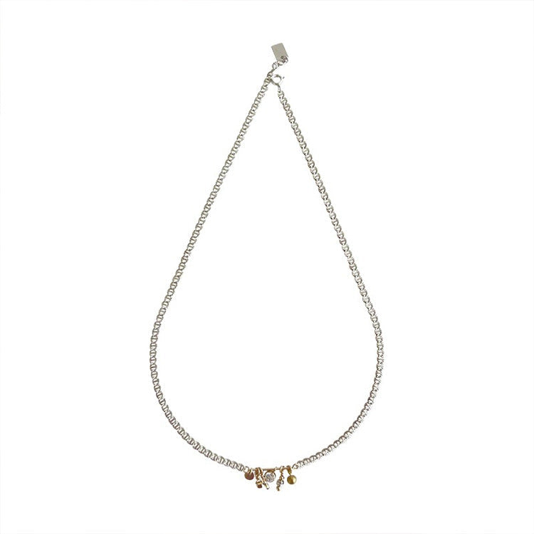 Sier Contrast Color Zircon Tassel Female Necklaces