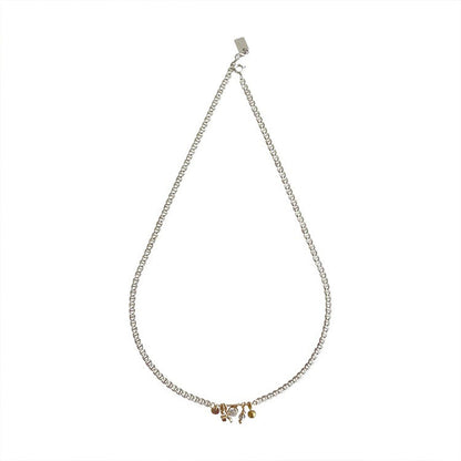 Sier Contrast Color Zircon Tassel Female Necklaces