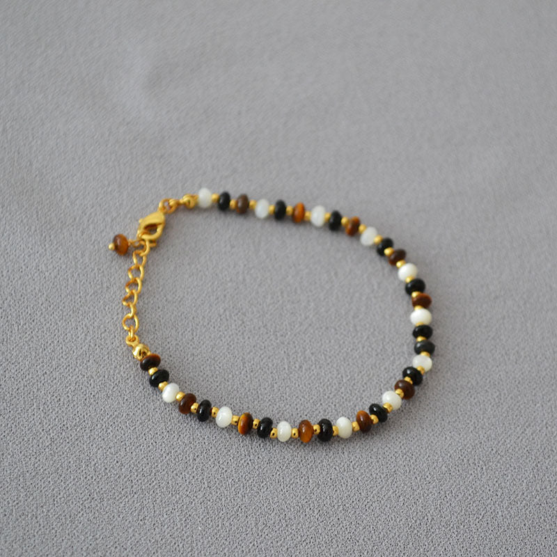 Mother Shell Black Agate Stitching Beaded Necklaces