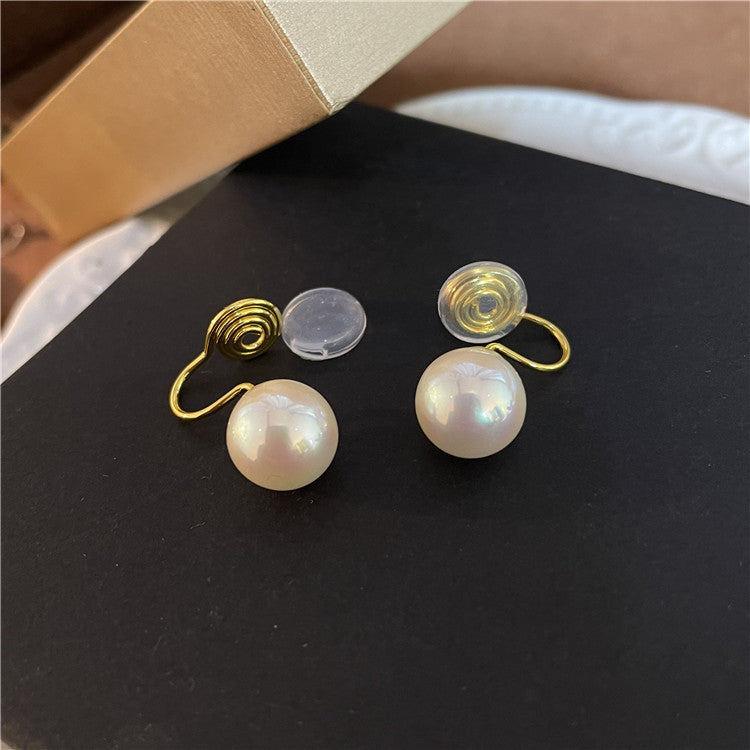Dazzling Pearl Mosquito Coil Ear Clip Earrings