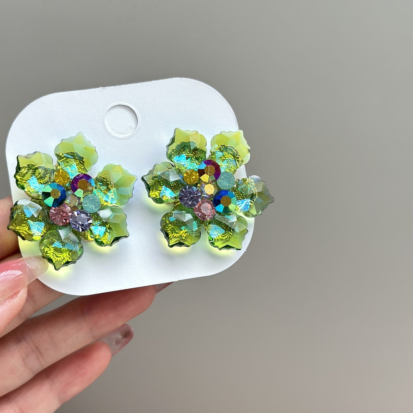 Women's Exaggeration Crystal Flowers Light Luxury High-grade Earrings