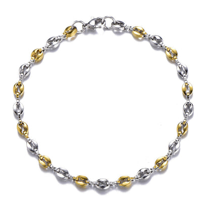 Titanium Steel Coffee Bean Popular Button Bracelets