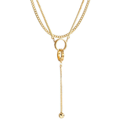 Women's Titanium Steel Double Layer Twin Cold Style Clavicle Necklaces