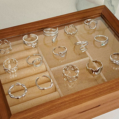 Sier Female Design Light Luxury Index Rings