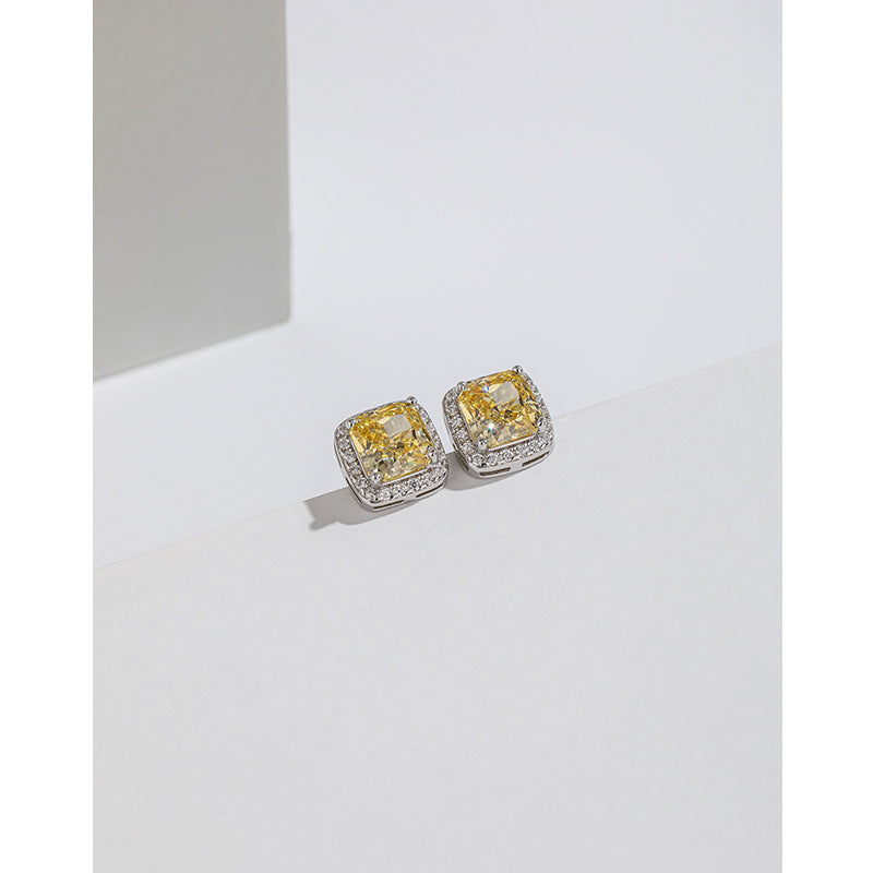 Women's Carbon Diamond Square For Niche Temperament Ice Earrings