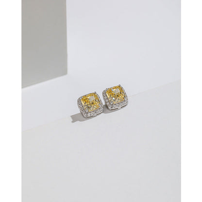 Women's Carbon Diamond Square For Niche Temperament Ice Earrings