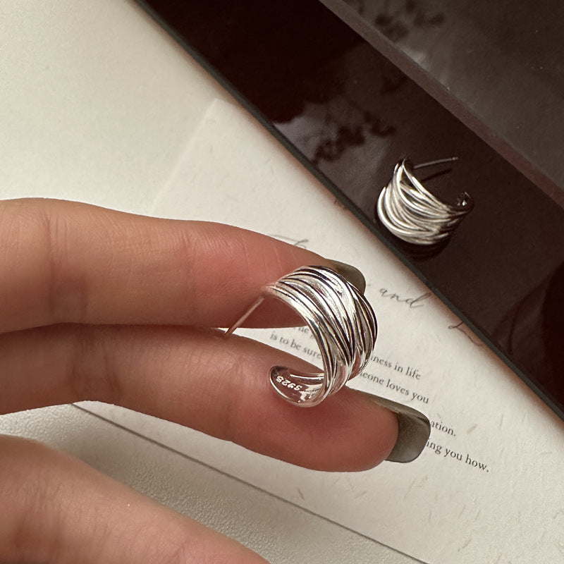 Sterling Sier Architectural Design Style Simple Earrings