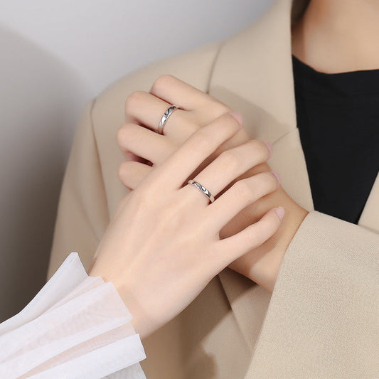 Sier Couple Niche Jewelry Open-end Personality Rings