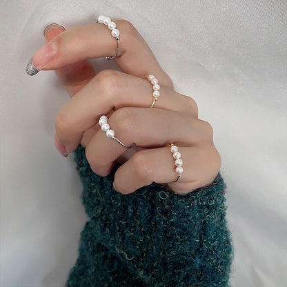 Finger Female Golden Atmosphere Shell Pearls Rings