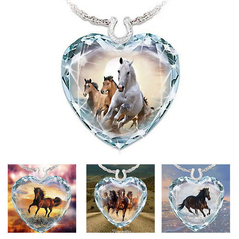 Crystal Peach Heart Pendant Series Simple Necklaces