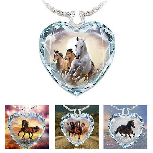 Crystal Peach Heart Pendant Series Simple Necklaces