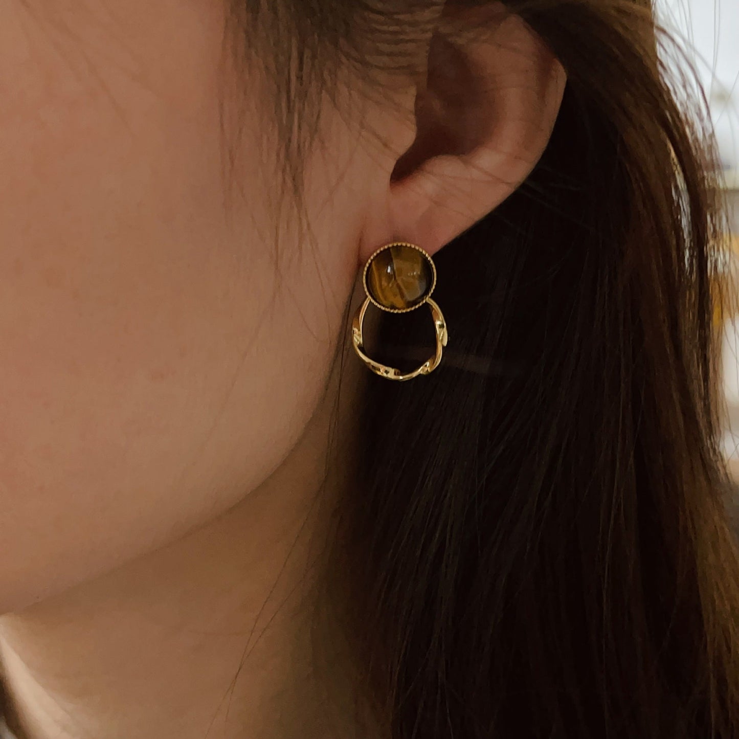 Color Tigereye Advanced Simple Amber Delicate Earrings