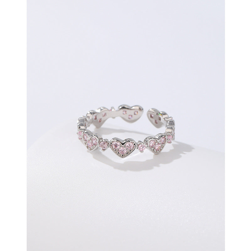 Heart-shaped Zircon Female Niche High Sense Index Finger Rings