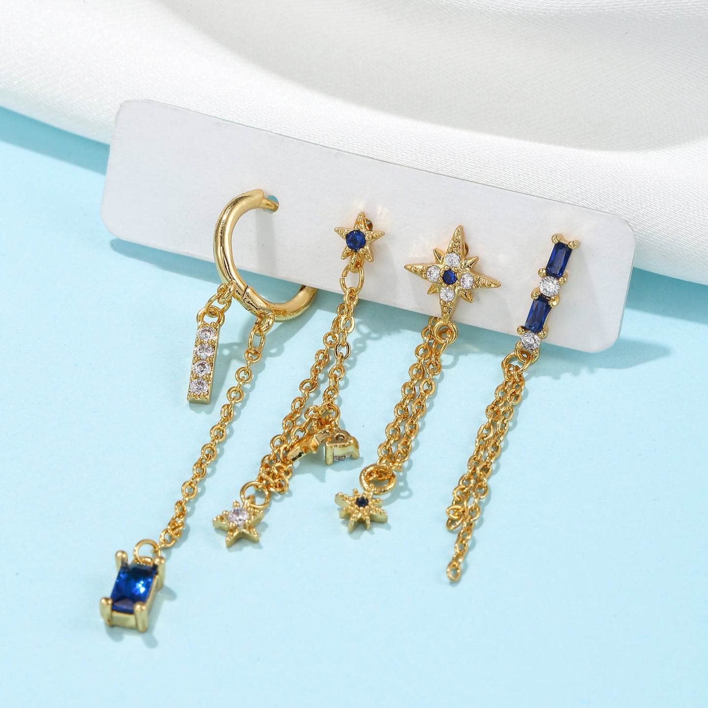 Fashion Blue Black Zircon Earings Set Earrings