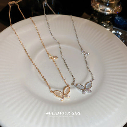 Zircon Opal Butterfly Cold Style Light Luxury And Simplicity Necklaces