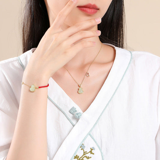 Women's Sier Good Fortune Gourd National Fashion Necklaces