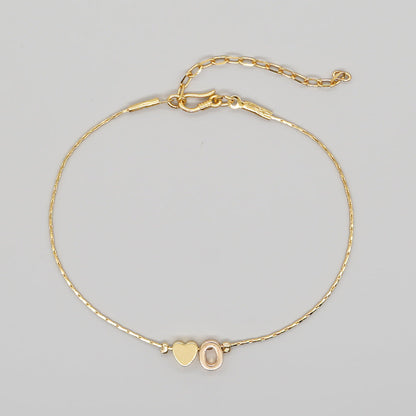 Women's Chain Gold Plated Peach Heart Heart-shaped Letter Bracelets