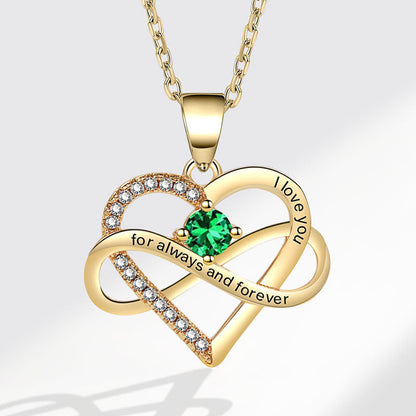 Lettering Fashion Micro Inlay Heart-shaped Simple Necklaces