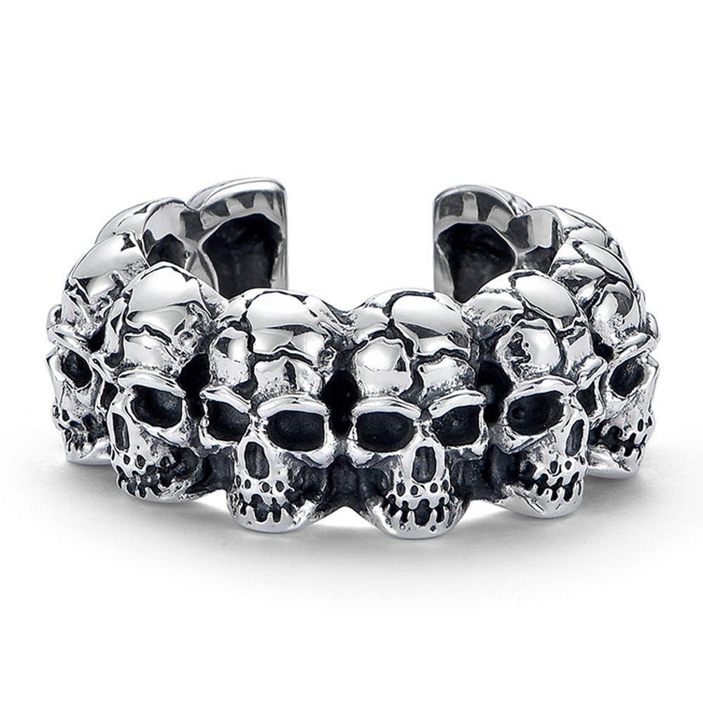 Men's Sier Skull Fashion High-grade Retro Personality Rings