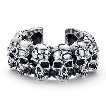 Men's Sier Skull Fashion High-grade Retro Personality Rings