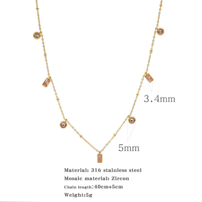 Women's Sense Niche Pink Zircon Pendant Simple Necklaces