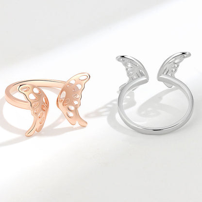 Simple Hollow Butterfly Female Golden Niche Rings