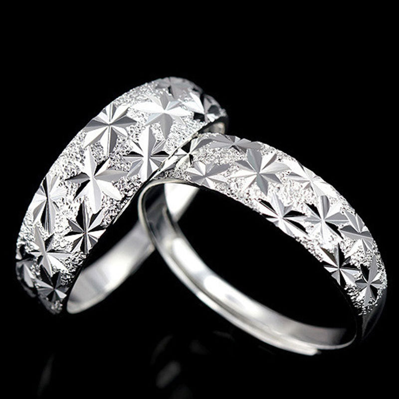 Women's & Men's Sier Plated Couple Temperament Female Starry Rings
