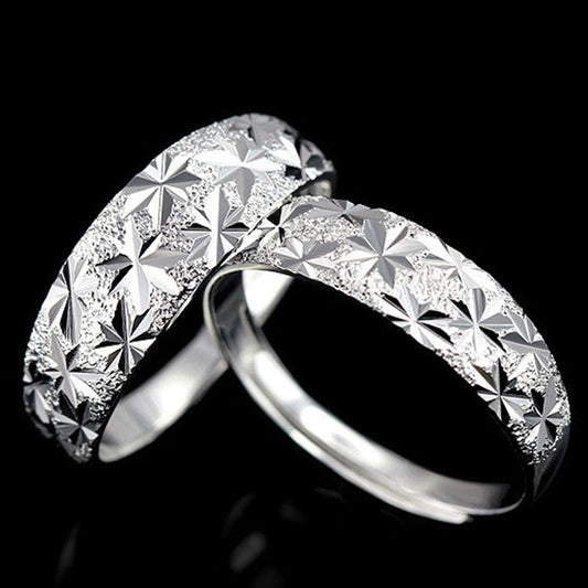 Women's & Men's Sier Plated Couple Temperament Female Starry Rings