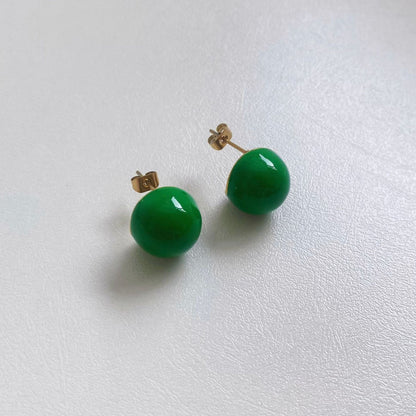 Color Round Trendy Stainless Steel Retro Earrings