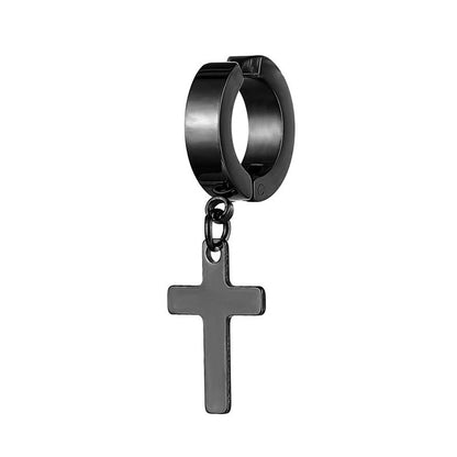 Cross Round Hip Hop Punk Polished Earrings