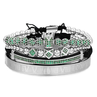 Rhinestone Ball Diamond Double Row Crescent Combination Bracelets