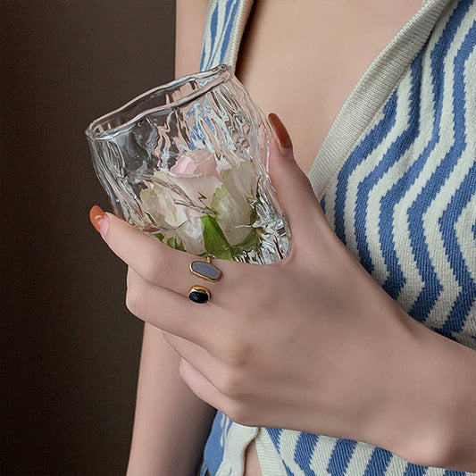 Women's Elegant Blue Drop Oil Open Korean Rings