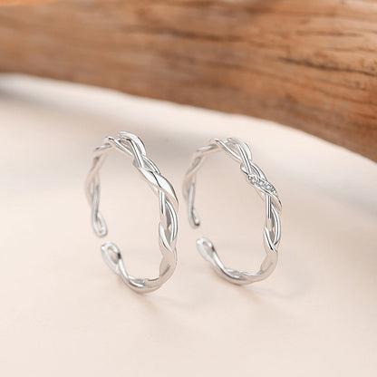 Women's Winding Mobius Couple Sterling Sier Pair Simple Rings
