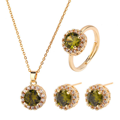 Temperament Micro Inlaid Color Zircon Gold Plated Necklaces